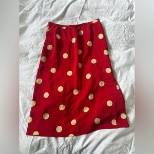 Vintage Silk Red Polka Dot Skirt | M / 28” Waist